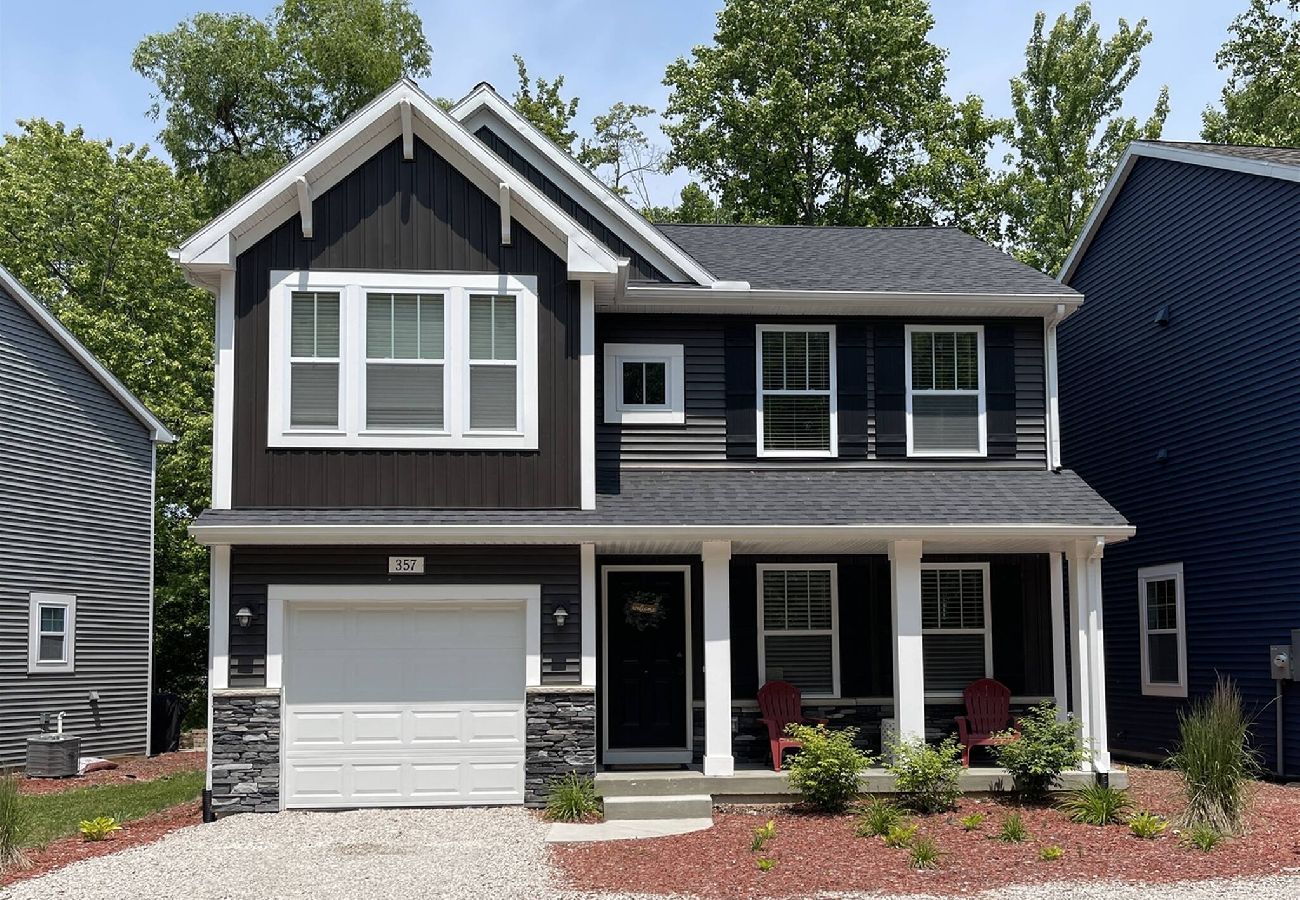 Two-story modern home with front porch