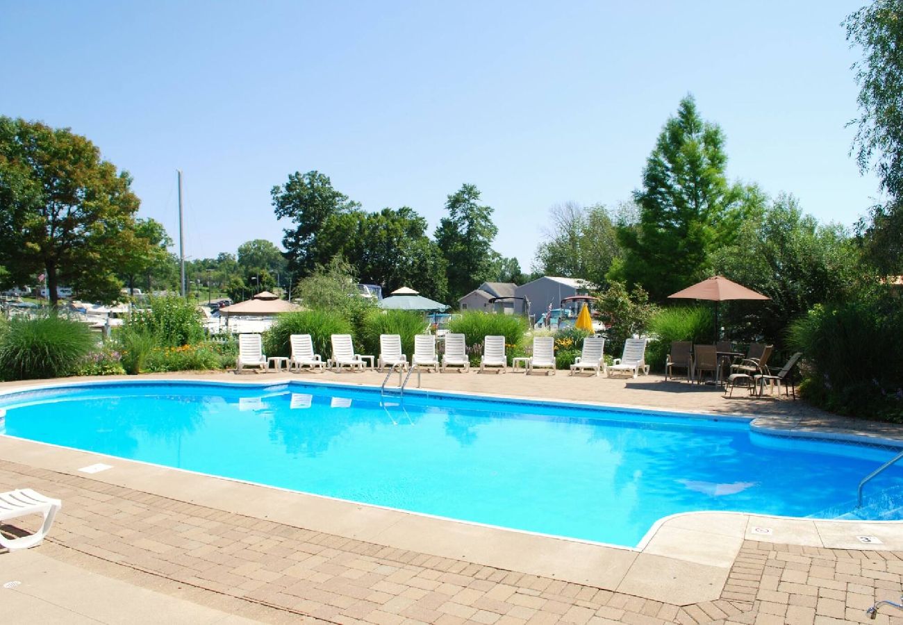 Outdoor pool with lounge area in South Haven, MI